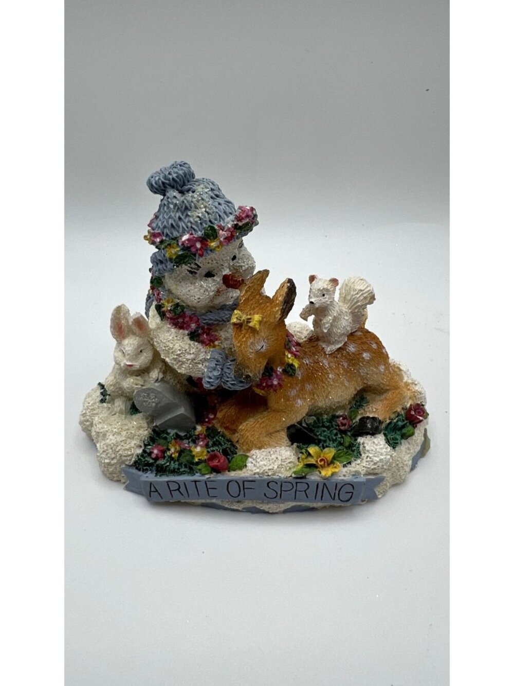A Rite Of Spring Snowman Figurine With Animals E.G. 1999 Snow Buddies